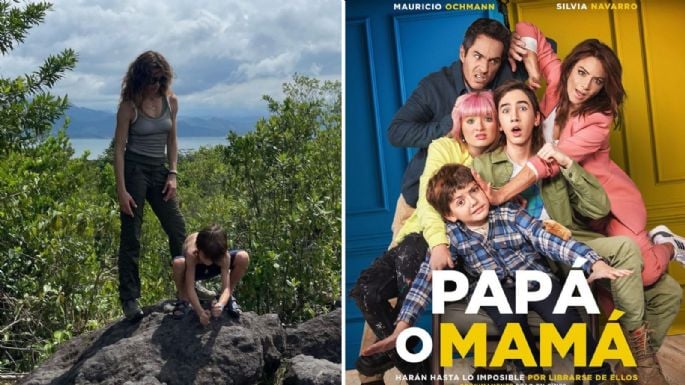 Silvia Navarro camina sobre la alfombra roja de la película “Papá o Mamá”, de la mano de su hijo