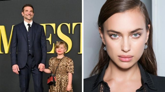 Irina Sharyk reacciona a su hija, Lea, por su primer alfombra roja junto a Bradley Cooper