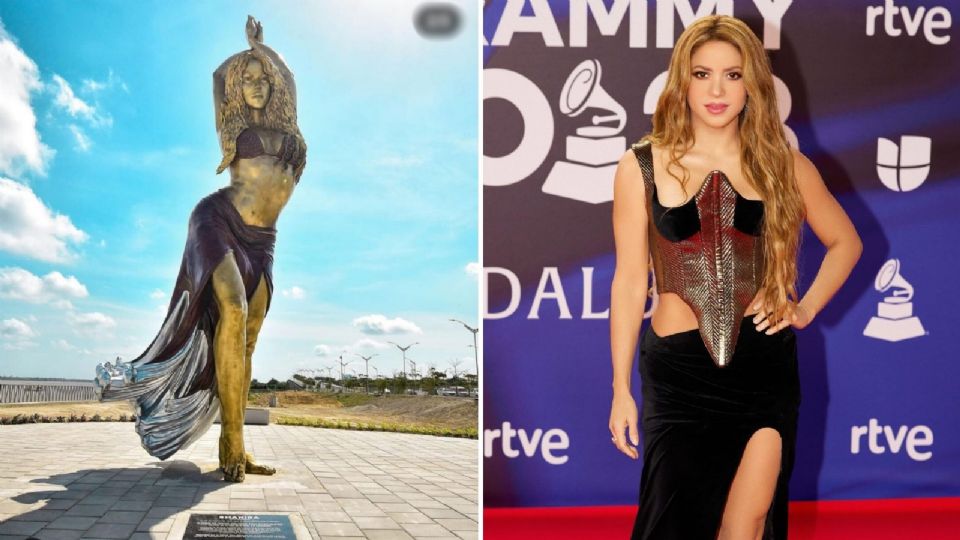 Shakira feliz por su estatua en Barranquilla, Colombia