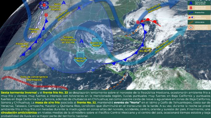 Clima en México: Siguen nevadas por Frente Frío 33 y Sexta Tormenta Invernal hoy 7 de febrero