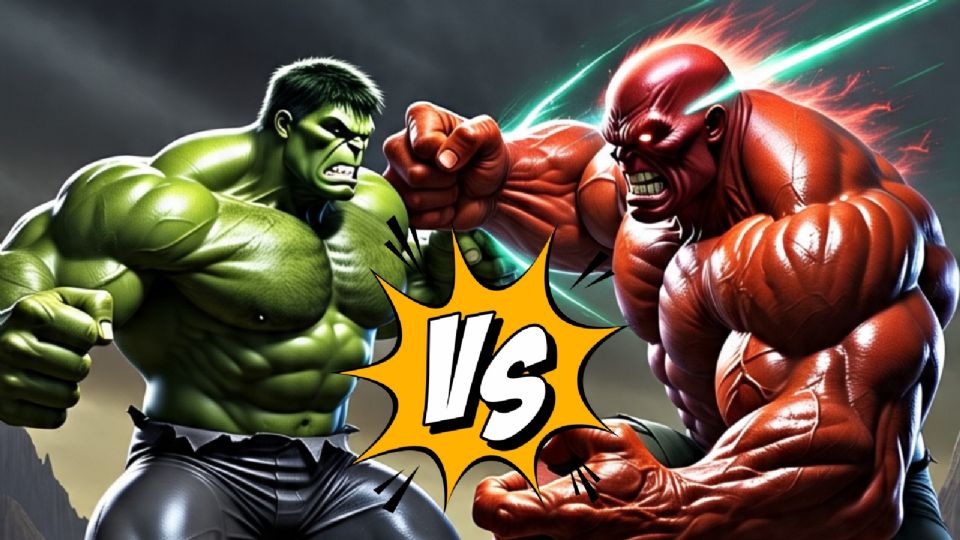 Hulk vs. Red Hulk del Universo Marvel.