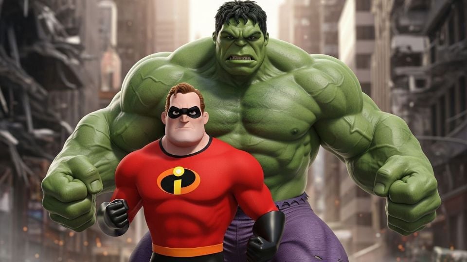 La Inteligencia Artificial analizó quién tiene más poder, si Mister Increíble o El Increíble Hulk.