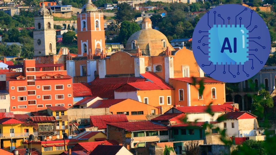 La recreación en los Alpes Suizos muestra cómo luciría Real del Monte rodeado de glaciares y montañas nevadas.